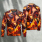 Red Dragon Skull Fire Fantasy Sweater For Art Lovers Holidays Parties And Comfortable Wear