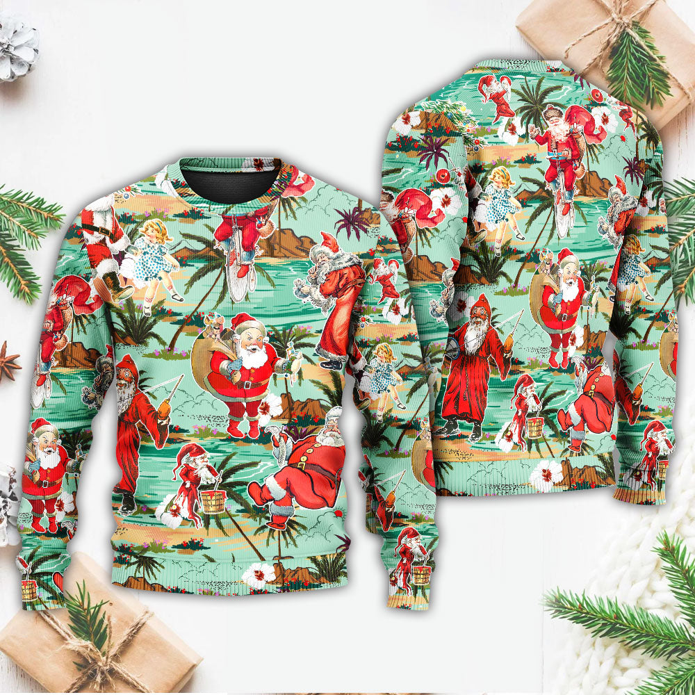 Christmas Santa Vacation Beach Joyful Sweater For Festive Events Weekend Outings And Comfortable Winter Style