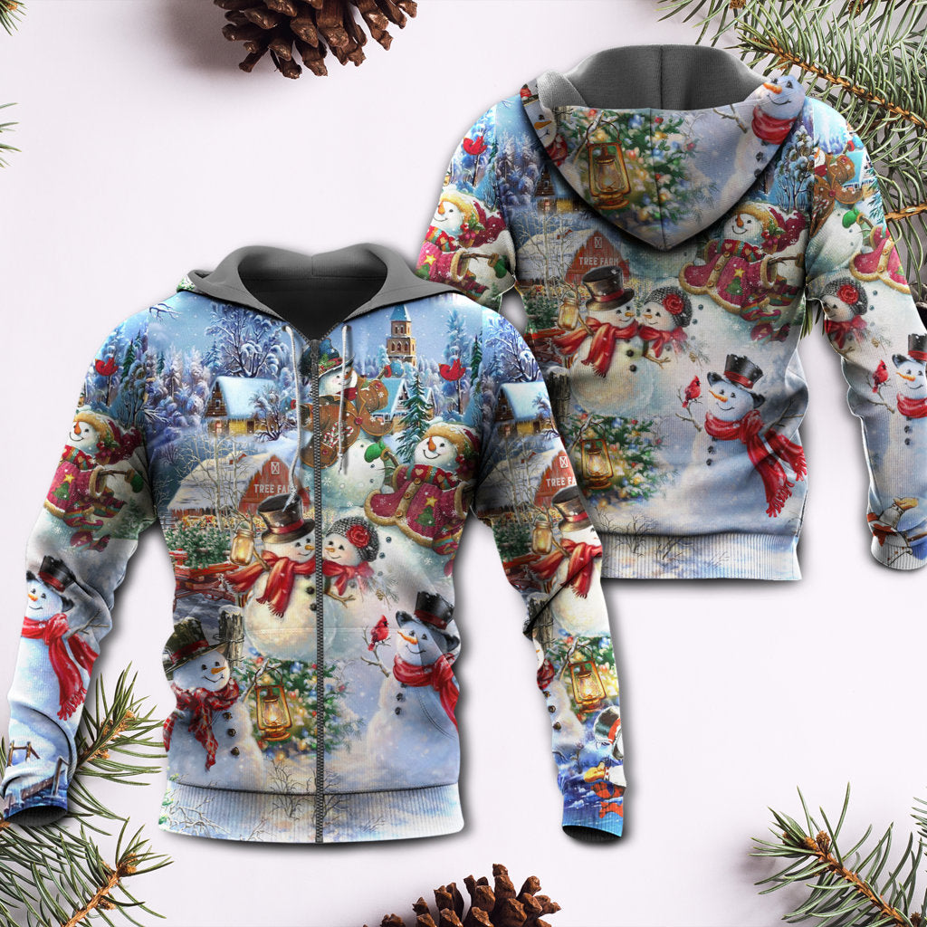 Happy Christmas Snowman Lover Couple Hoodie For Festive Celebrations Seasonal Trips And Relaxed Winter Wear