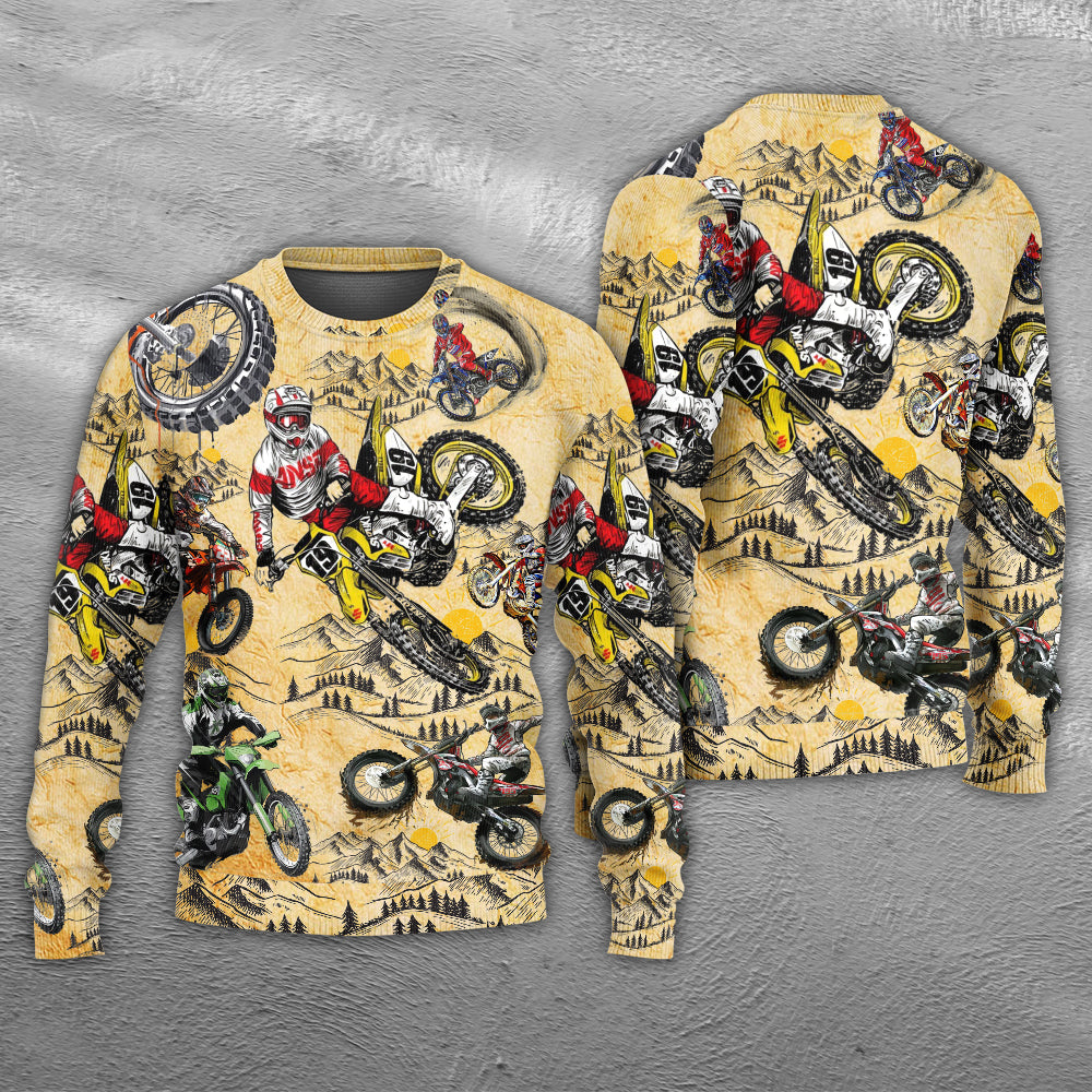 Motocross Biker Vintage Sweater For Automotive Fans Travel Events And Relaxed Casual Wear