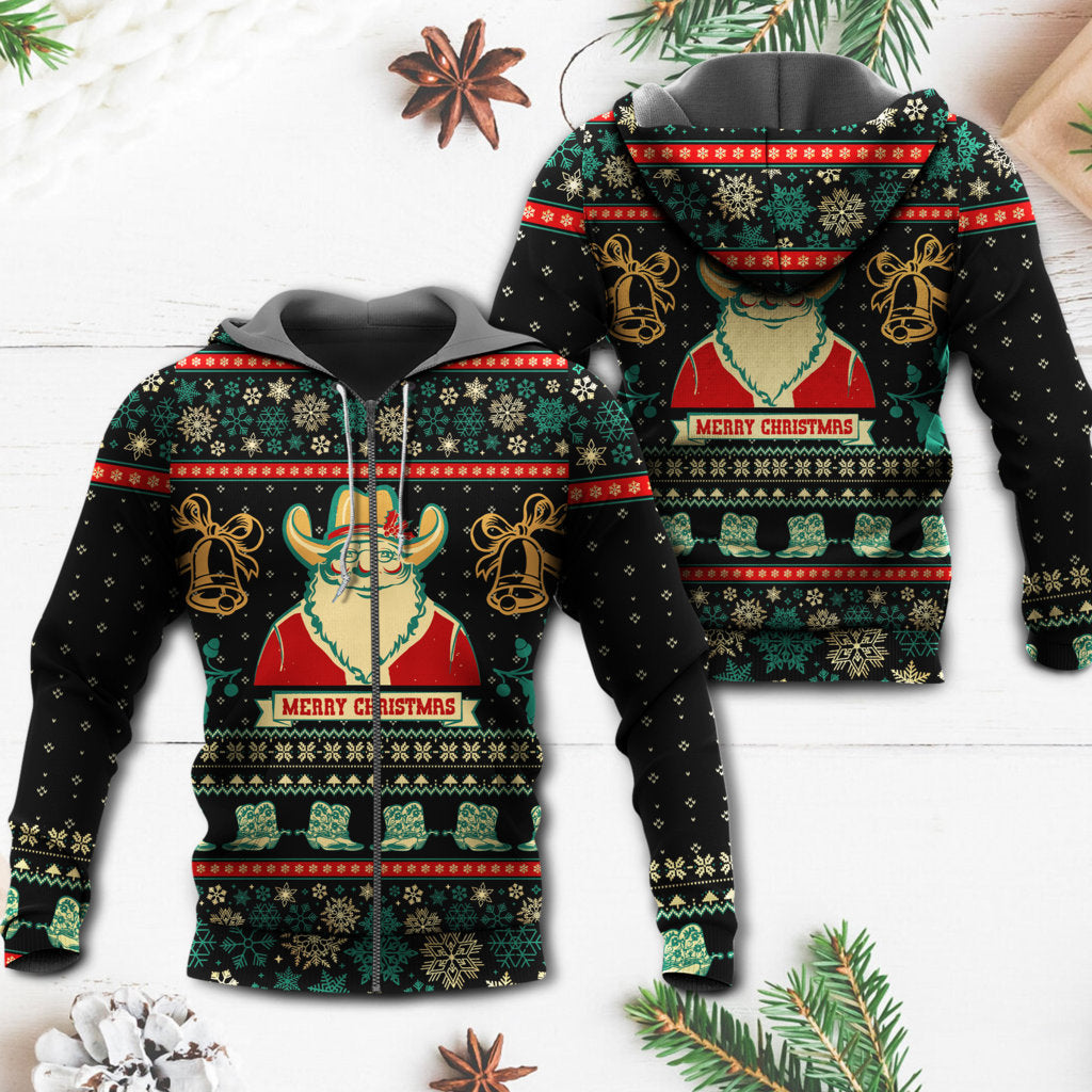 Christmas Cowboy Santa Western Hoodie For Festive Days Casual Adventures And Thoughtful Seasonal Gifting