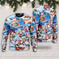 Santa And Snowman Christmas Holiday Sweater For Festive Family Events Casual Wear And Holiday Gift Giving