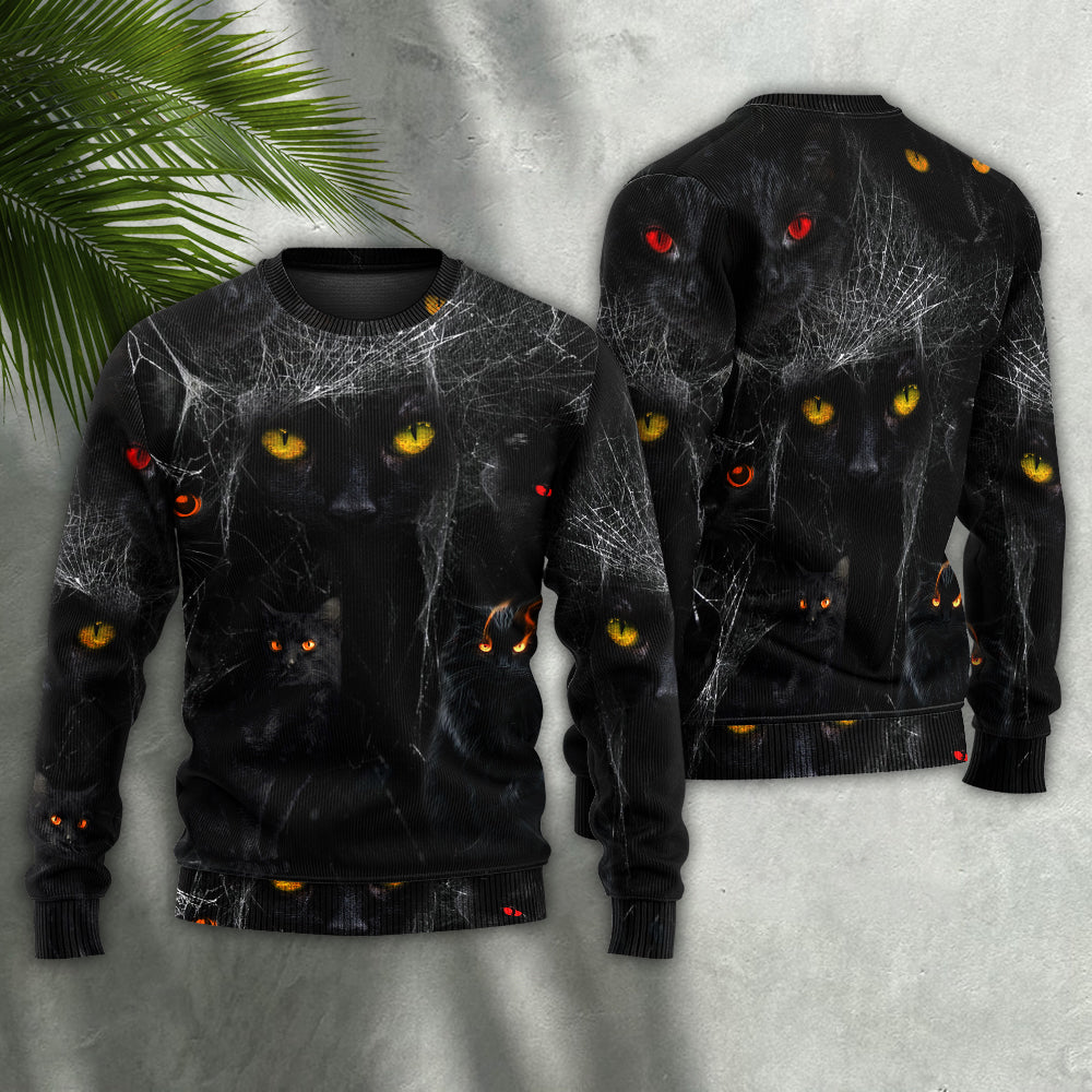 Halloween Black Cat In The Dark Sweater For Bold Streetwear Travel And Relaxed Everyday Styling