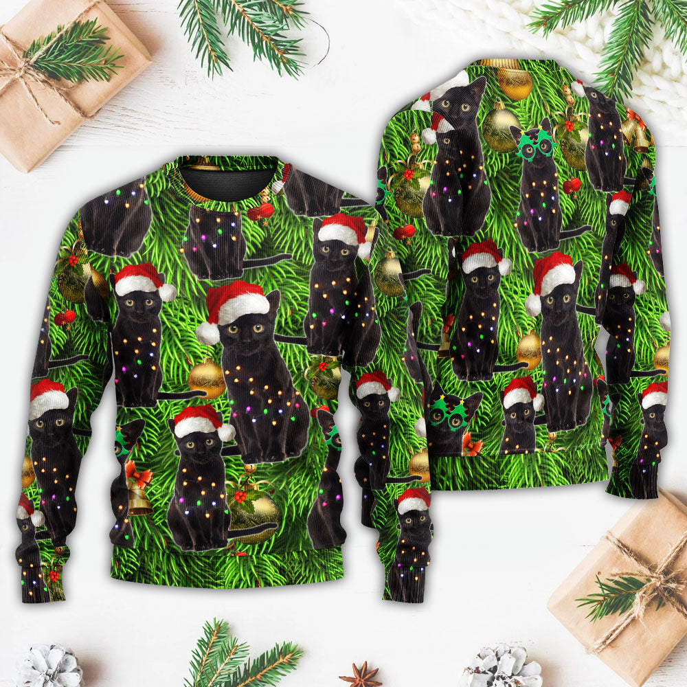 Black Cat Christmas Merry Xmas Sweater For Festive Family Events Casual Wear And Holiday Gift Giving