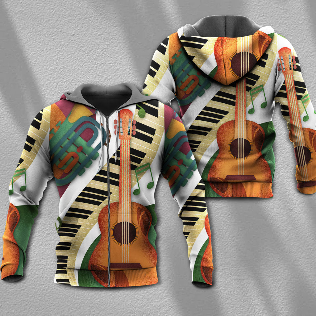 Vintage Classic Guitar Music Hoodie For Musicians Weekend Travel And Thoughtful Gift Giving