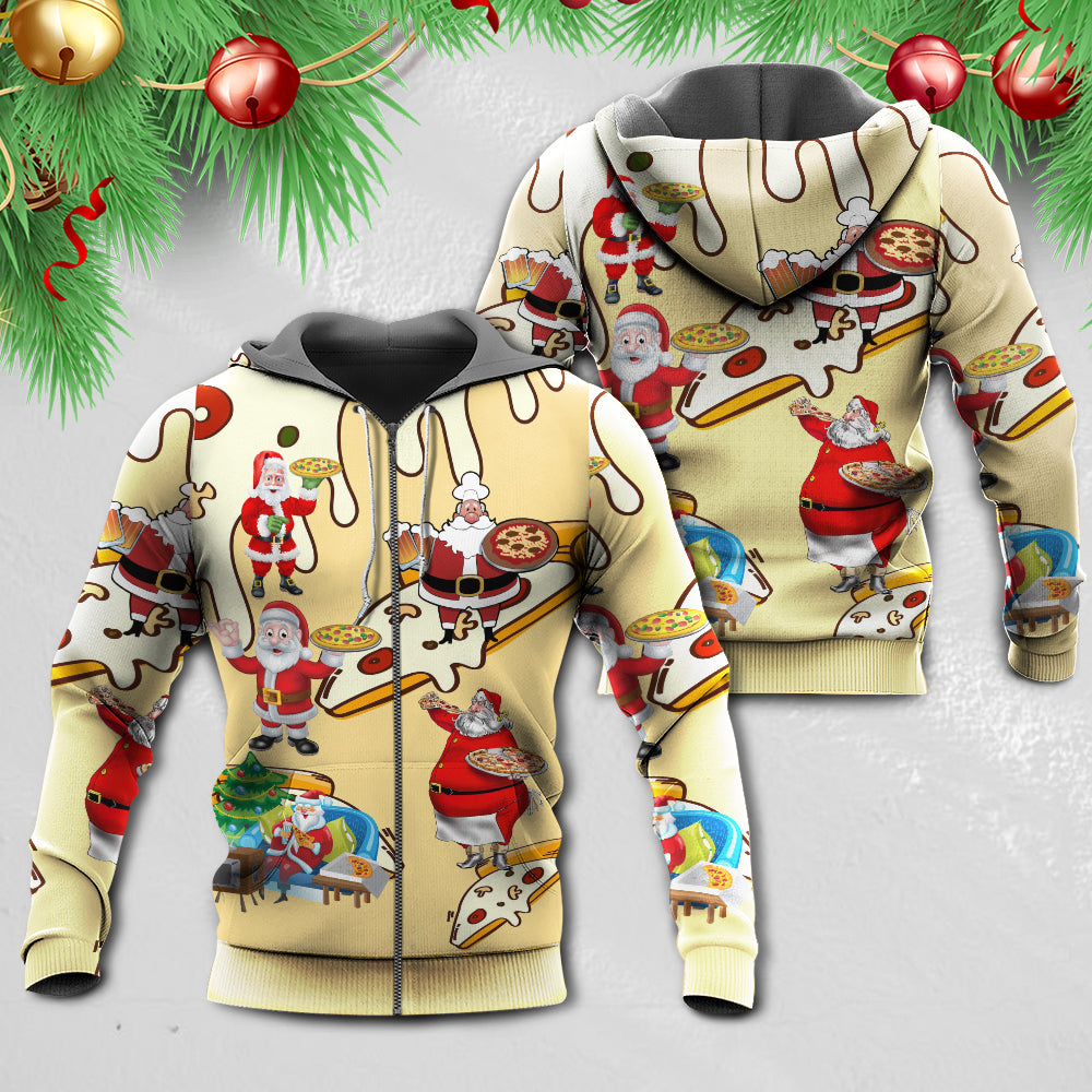 Santa Pizza Night Christmas Hoodie For Holiday Gatherings Winter Travel And Seasonal Gifting