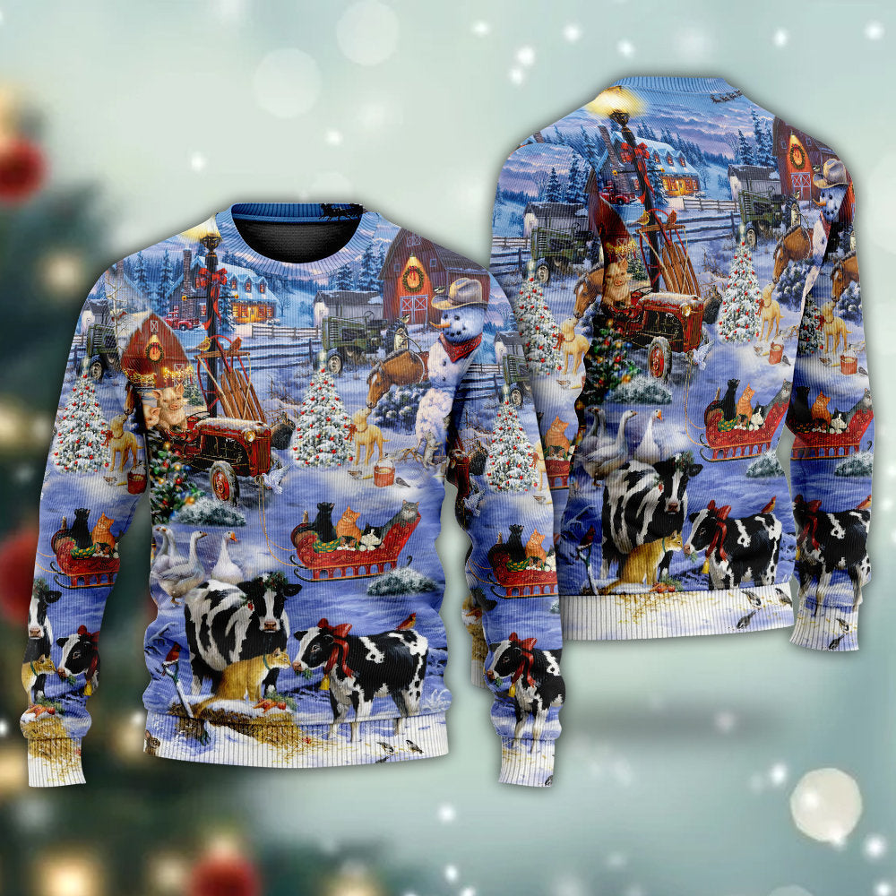 Christmas Farm Happy Sweater For Holiday Travel Winter Outings And Cheerful Gift Giving