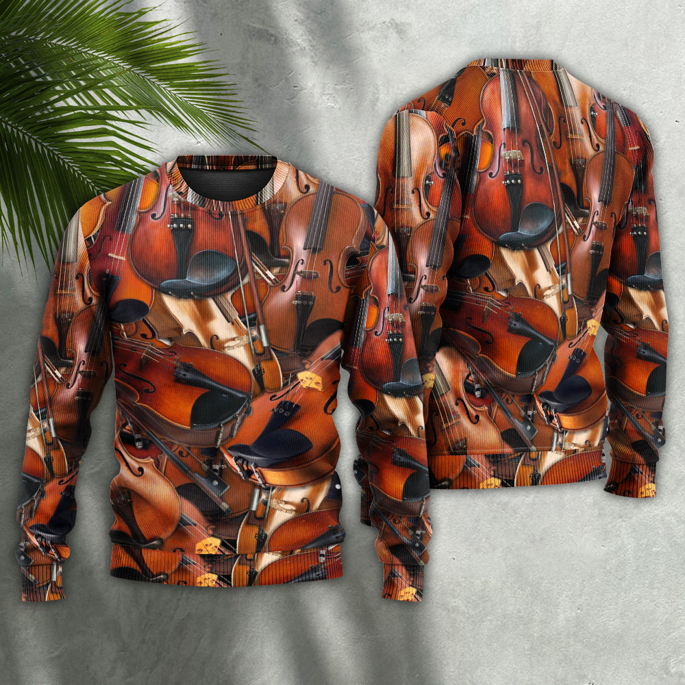 Violin Intelligent Music Sweater For Rehearsals Weekend Outings And Expressive Casual Styling