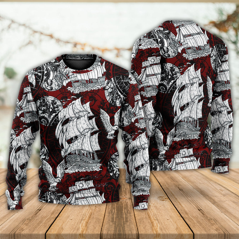 Sailing Ship Old Vintage Anchor Sea Sweater For Seaside Adventures Outdoor Events And Relaxed Daily Style