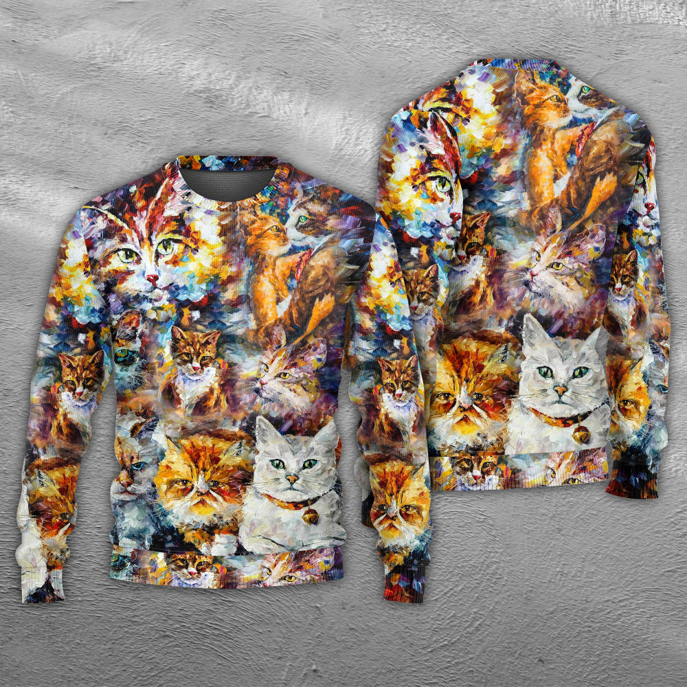 Colorful Cat Sweater For Nature Inspired Fashion Events And Relaxed Everyday Comfort