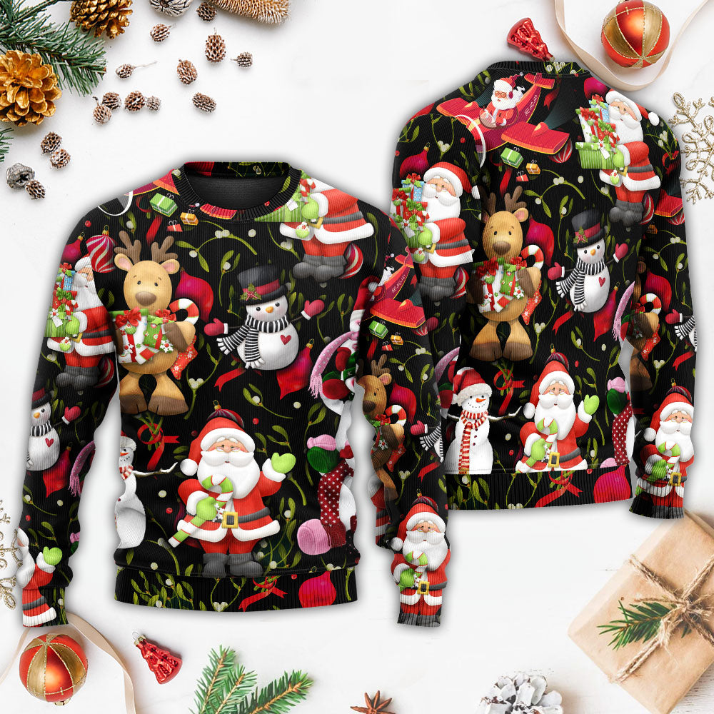 Christmas Joyful Santa Snowman Merry Xmas Sweater For Seasonal Parties Cozy Gatherings And Thoughtful Holiday Gifts