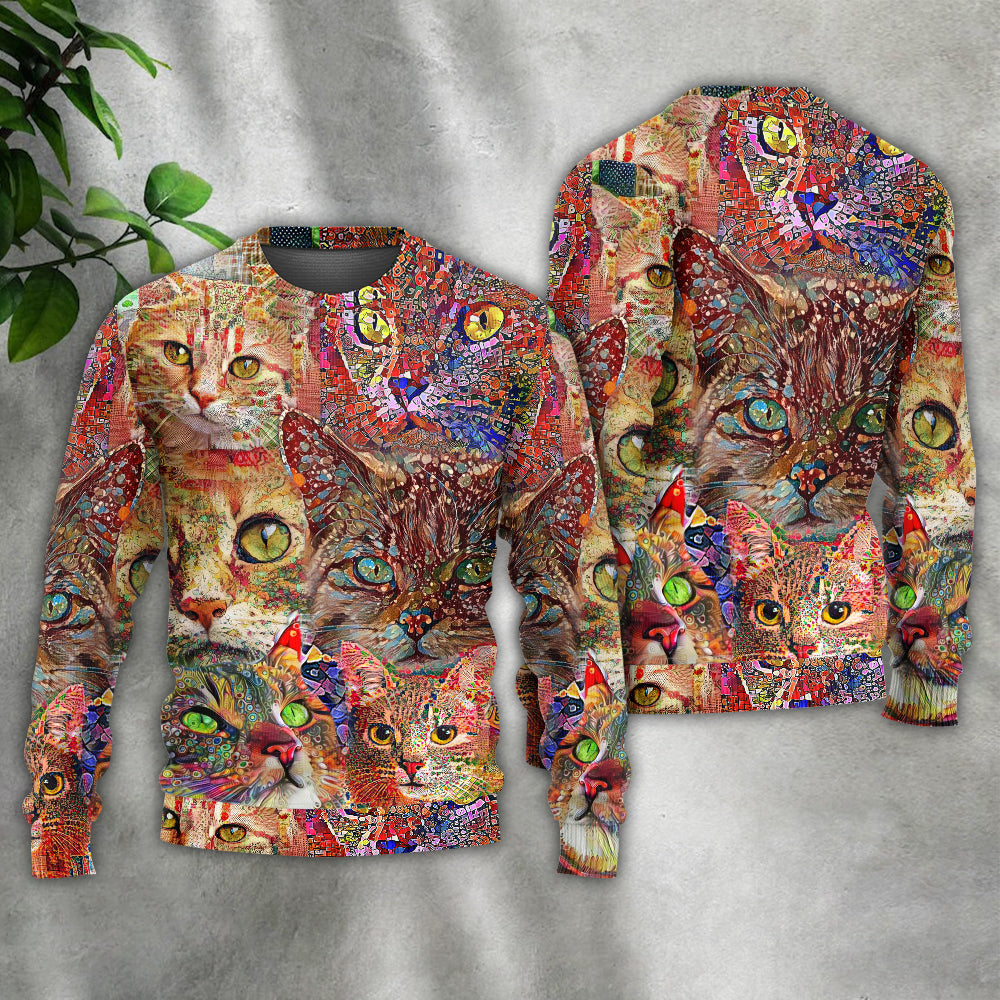 Colorful Cat Sweater For Distinctive Animal Artwork Holidays And Thoughtful Gifts