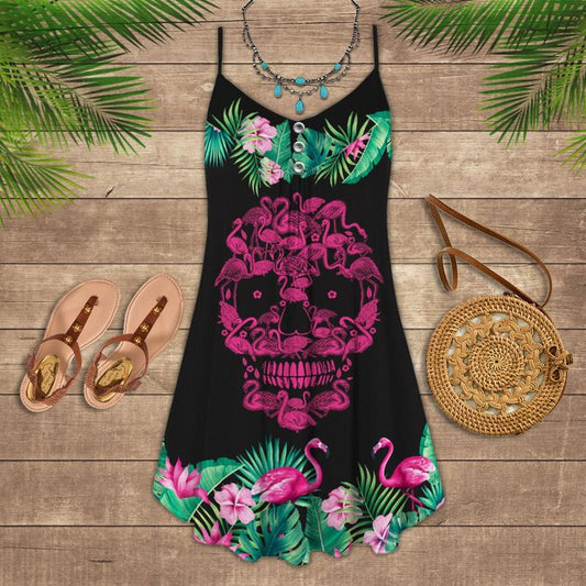 Flamingo Loves Summer Tropical Vibes Limited 6 – Women's Summer Sleeveless V-Neck Camisole Dress