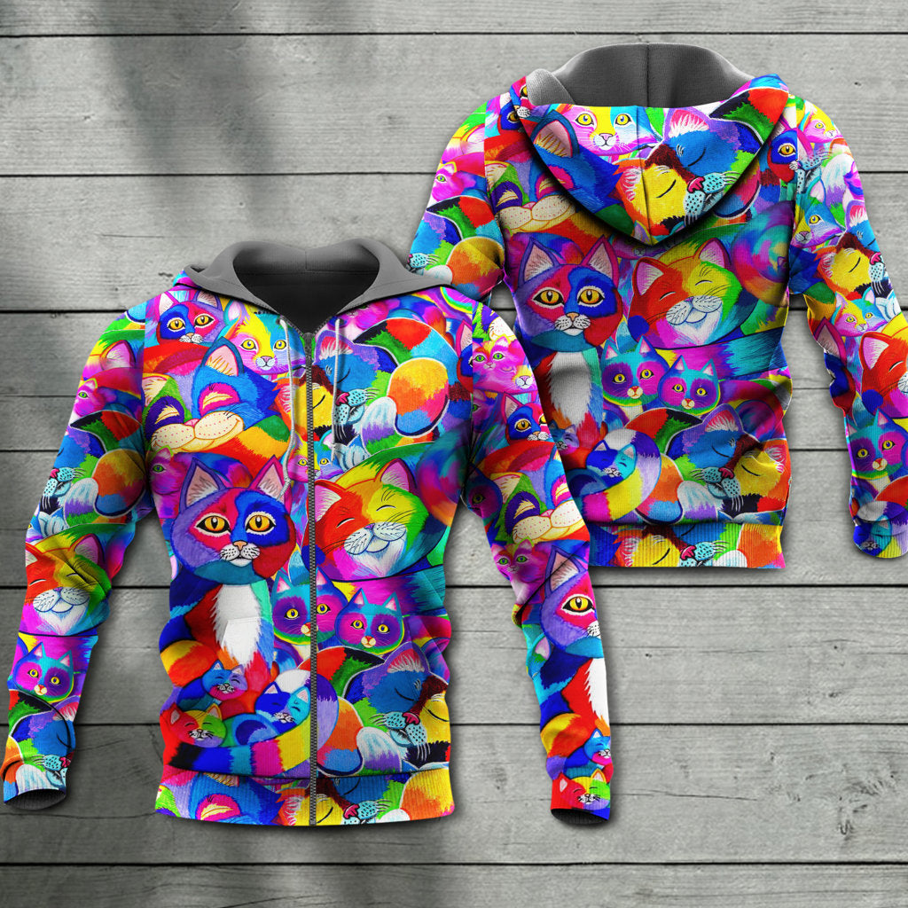 Colorful Cat Rainbow Hoodie For Pride Festivals Community Events And Colorful Everyday Style