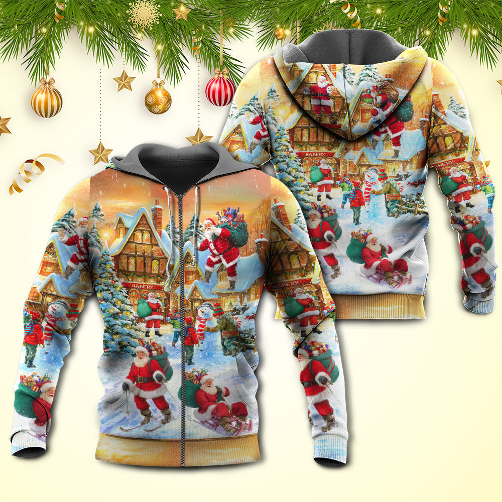 Christmas Santa Town Coming Hoodie For Christmas Gatherings Outdoor Trips And Relaxed Seasonal Style