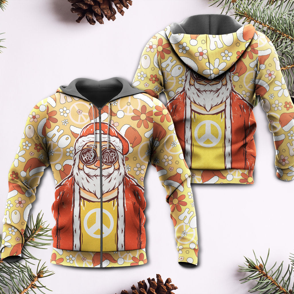 Cute Hippie Christmas Santa Groovy Hoodie For Seasonal Parties Casual Wear And Thoughtful Holiday Gifts