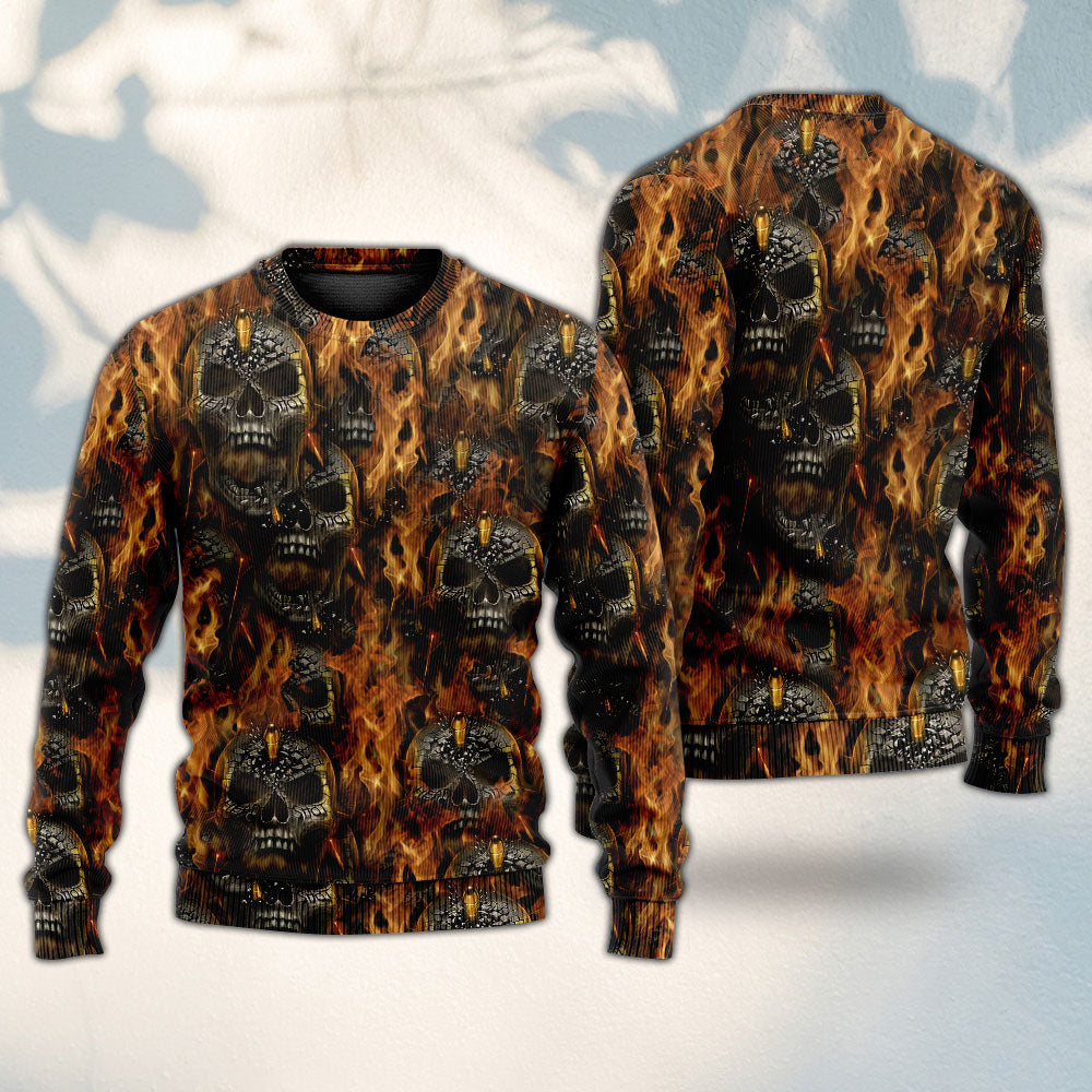 Skull Dark Fire Abstract Sweater For Alternative Outfits Seasonal Events And Everyday Comfort