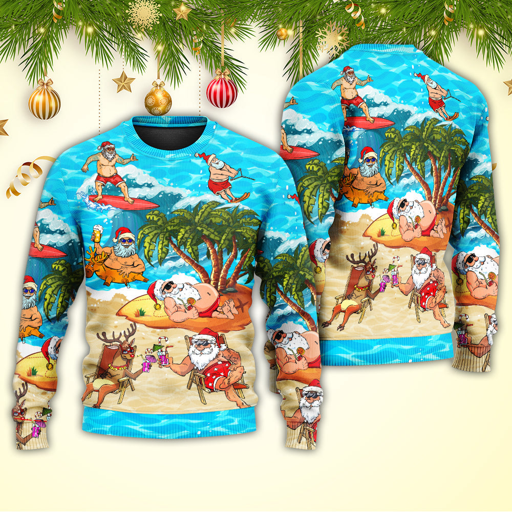 Christmas Santa Beach Holiday Funny Sweater For Seasonal Parties Cozy Gatherings And Thoughtful Holiday Gifts