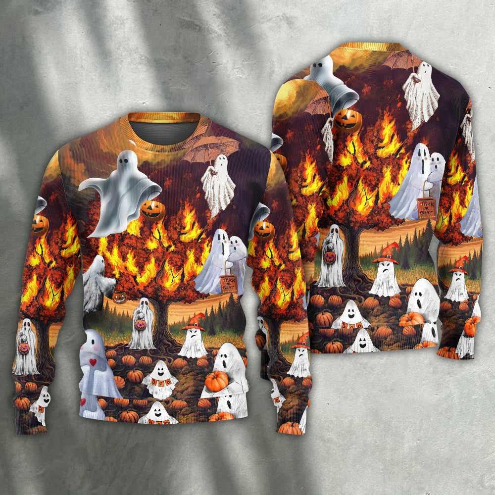 Halloween Boo Pumpkin Fantasy Sweater For Fantasy Fans Casual Outings And Weekend Adventures