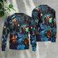 Halloween Skull Pumpkin Night Sky Sweater For Alternative Fashion Events And Thoughtful Seasonal Gifts