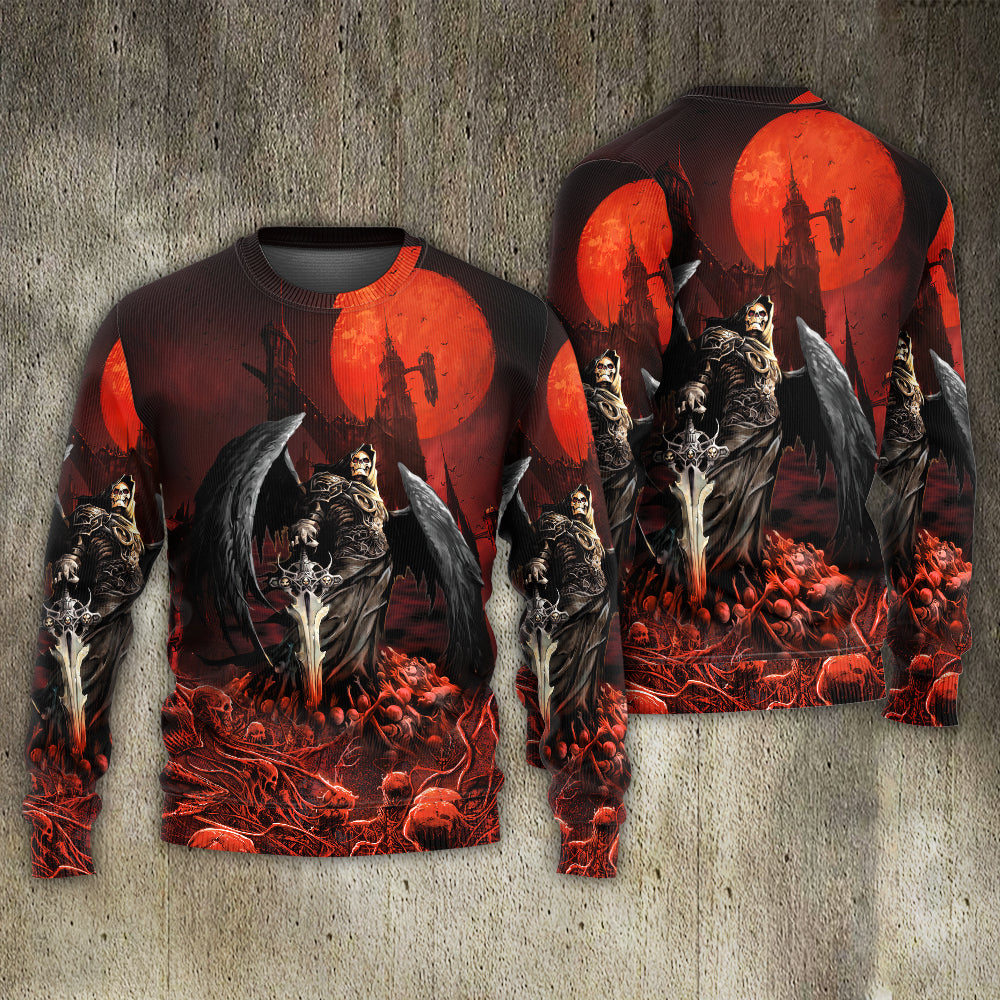 Halloween Skull Dark Night Sweater For Alternative Fashion Events And Thoughtful Seasonal Gifts