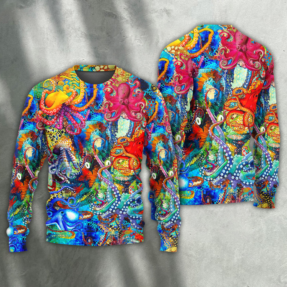Octopus Colorful Sweater For Vacations Travel And Casual Everyday Wear