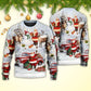 Christmas Santa Gift Snow Painting Sweater For Festive Family Events Casual Wear And Holiday Gift Giving