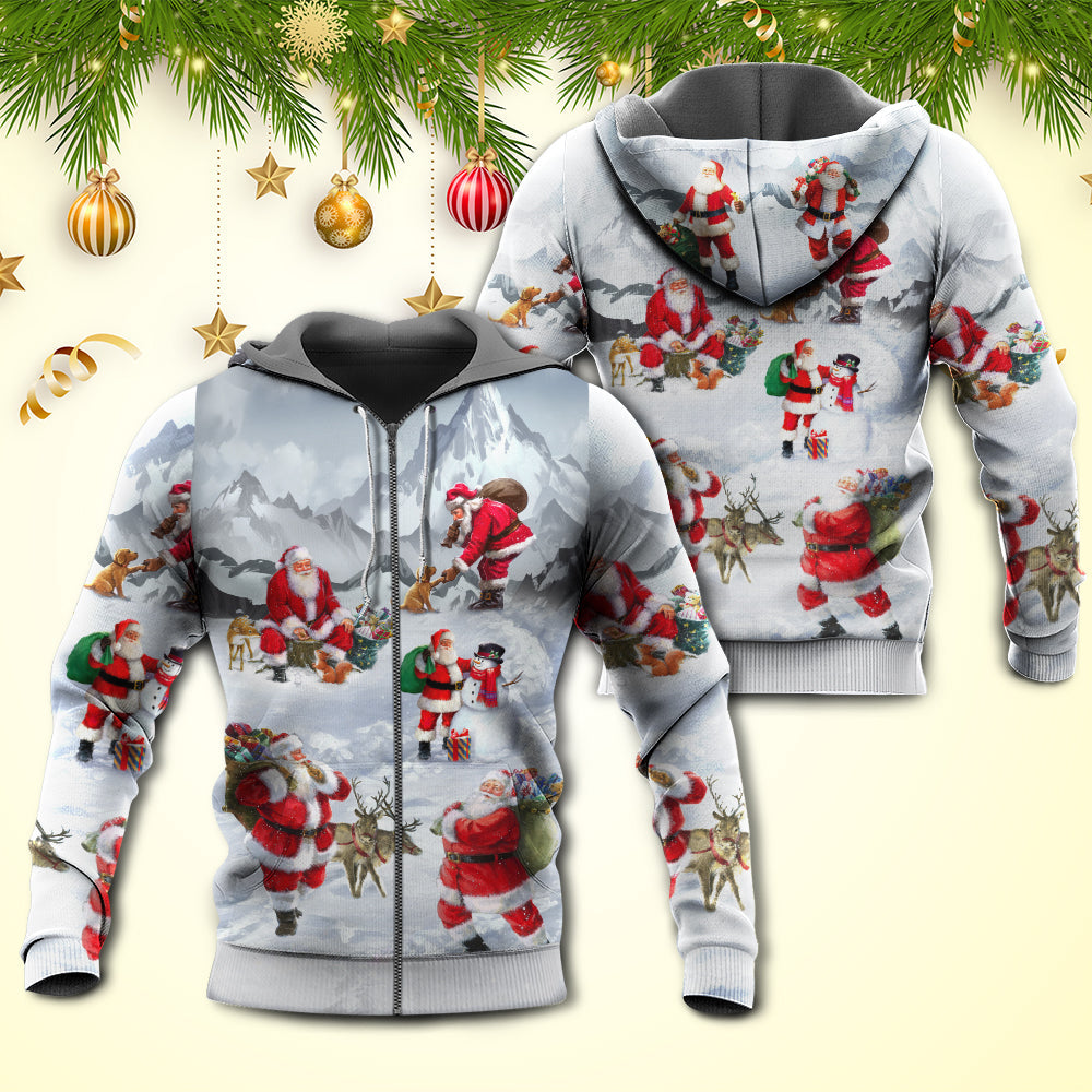 Christmas Santa Snow Mountain Hoodie For Festive Days Casual Adventures And Thoughtful Seasonal Gifting