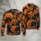 Halloween Black Cat Pumpkin Tropical Sweater For Art Fans Travel Parties And Distinctive Casual Style