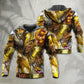 Gold Fantasy Dragon Skull Hoodie For Bold Streetwear Seasonal Events And Comfortable Layering