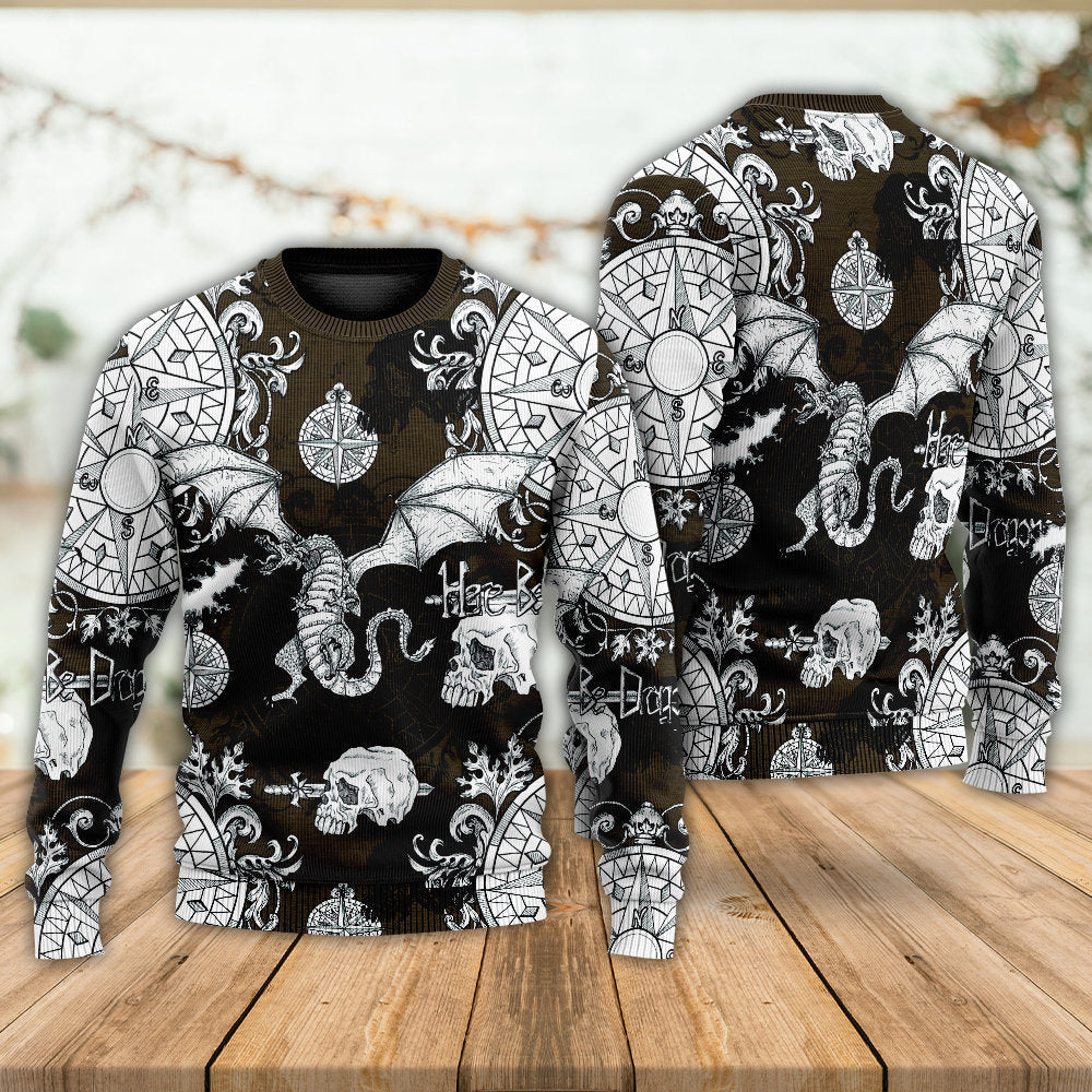 Flying Dragon Skull Gothic Sweater For Art Fans Travel Parties And Distinctive Casual Style