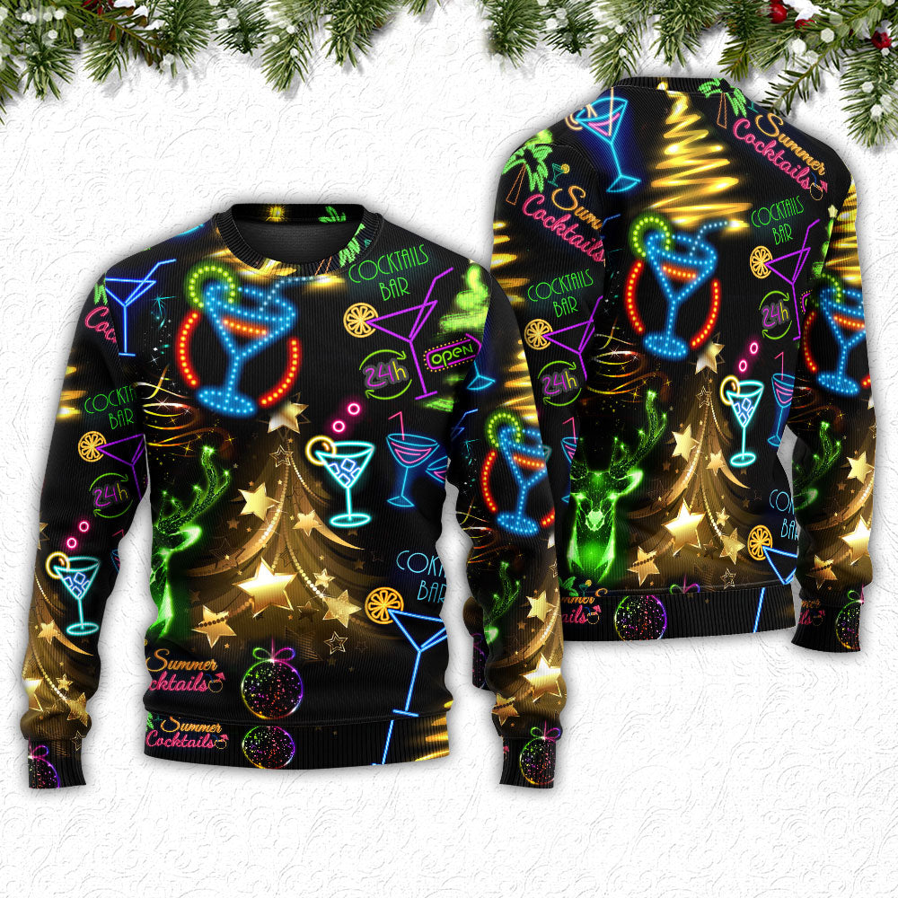 Christmas Cocktail Neon Sweater For Festive Family Events Casual Wear And Holiday Gift Giving