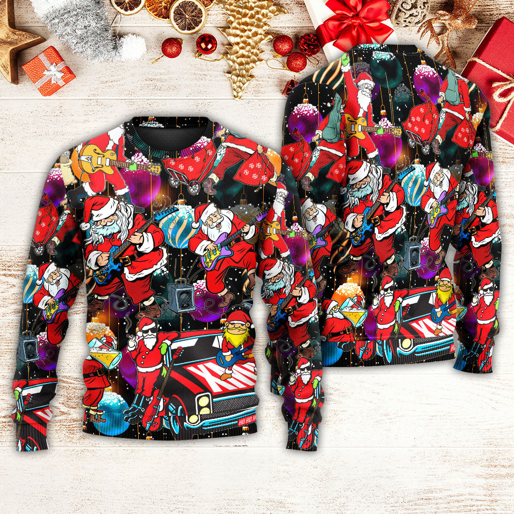 Christmas Guitar Music Santa Sweater For Seasonal Parties Cozy Gatherings And Thoughtful Holiday Gifts