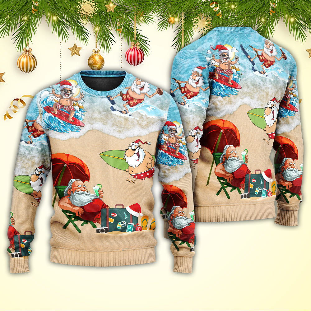 Christmas Santa Beach Holiday Sweater For Festive Parties Family Photos And Comfortable Seasonal Wear