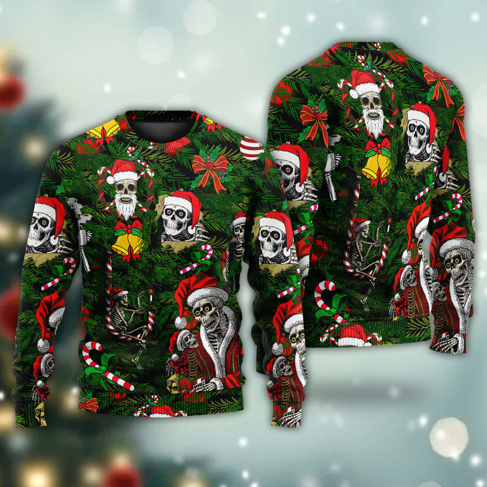 Skull Merry Xmas Happy Christmas Sweater For Festive Events Weekend Outings And Comfortable Winter Style