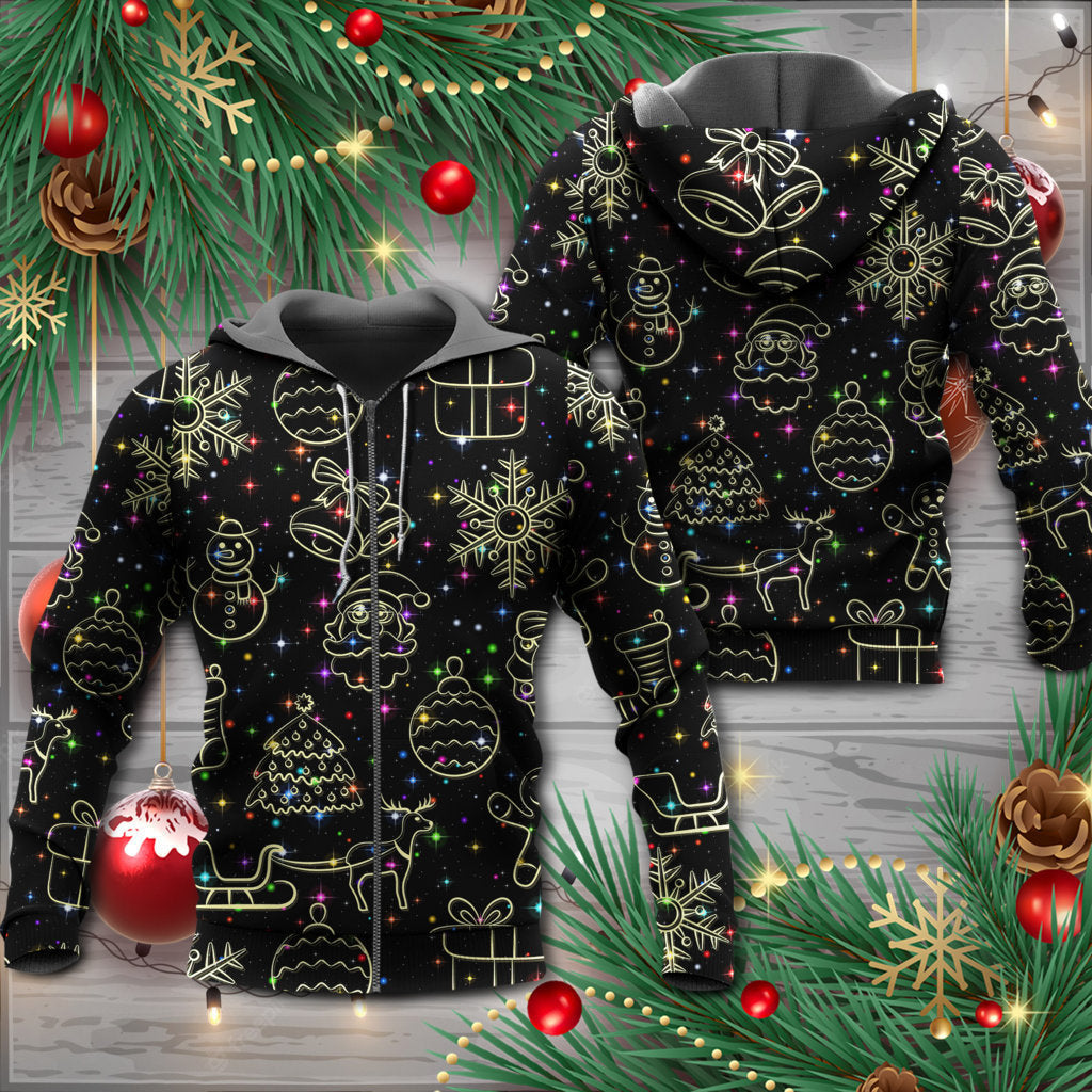 Neon Christmas Starry Night Hoodie For Festive Days Casual Adventures And Thoughtful Seasonal Gifting