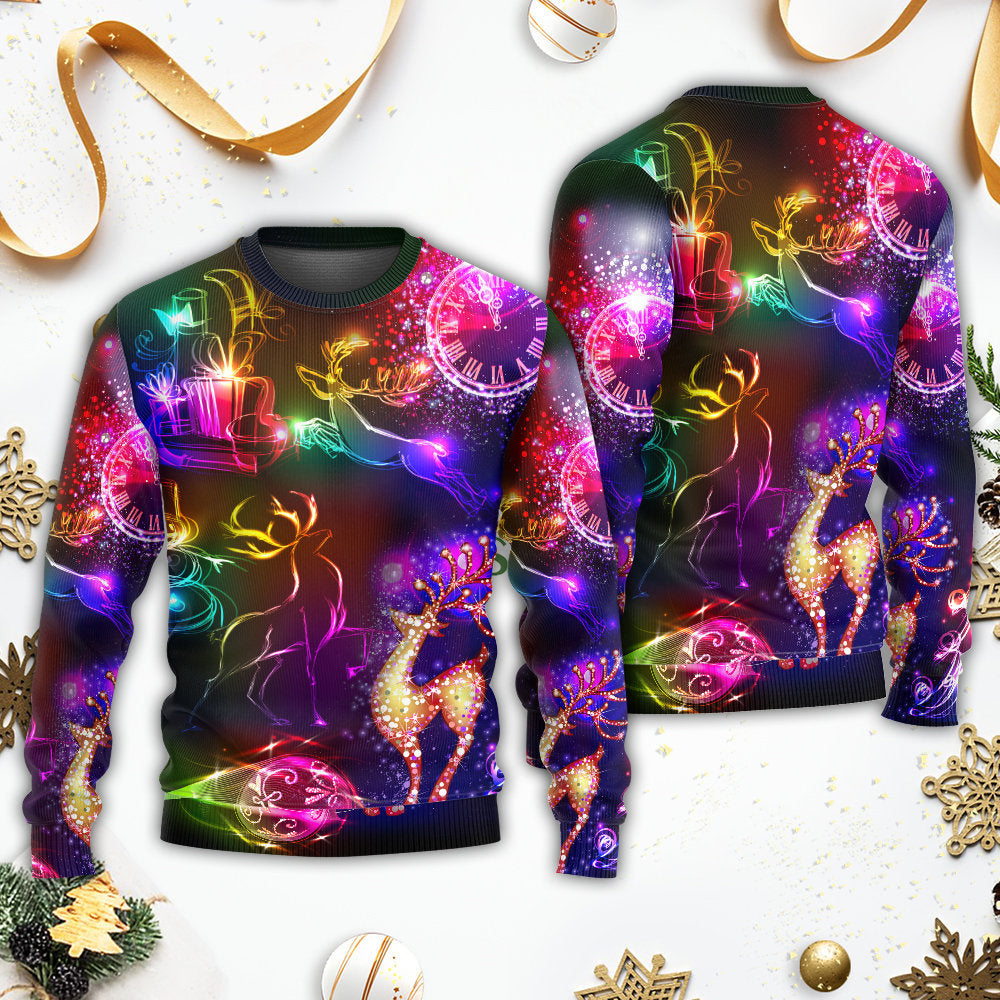 Christmas Reindeer Neon Light Sweater For Seasonal Parties Cozy Gatherings And Thoughtful Holiday Gifts