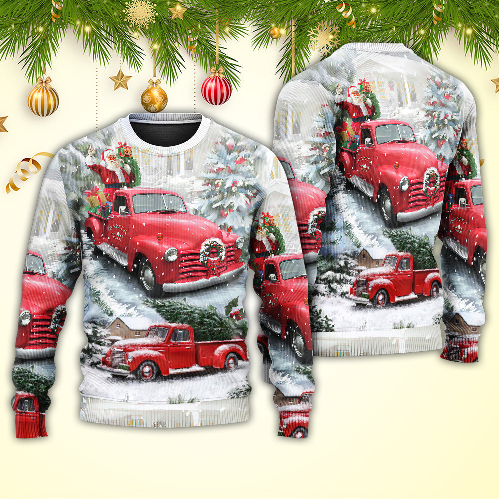 Christmas Santa Red Truck Xmas Is Coming Sweater For Winter Celebrations Family Events And Relaxed Seasonal Styling