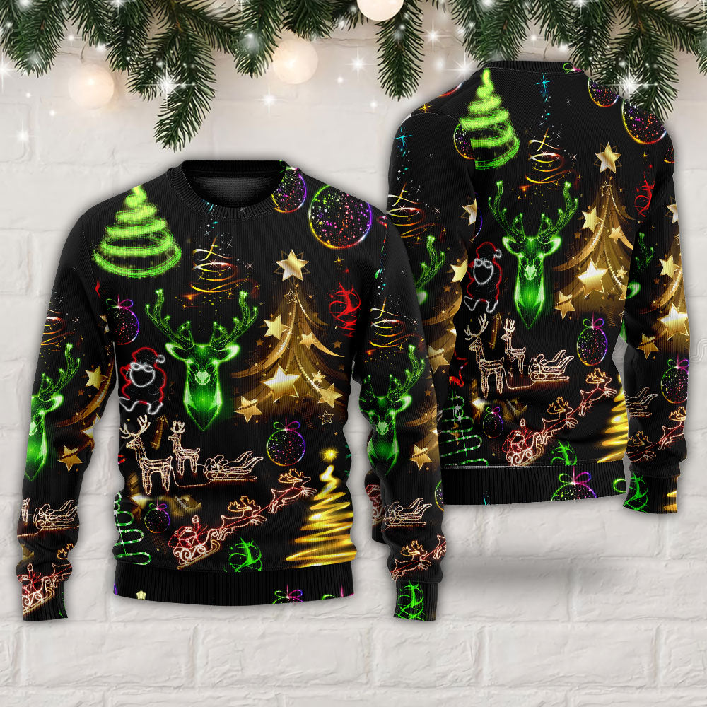 Christmas Neon Tree And Snowman Sweater For Holiday Parties Family Gatherings And Seasonal Gift Giving