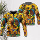 Hippie Sunflowers Peace Sign Hoodie For Colorful Outings Music Events And Everyday Style