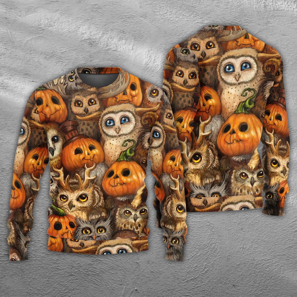 Halloween Owl Pumpkin Sweater For Alternative Outfits Seasonal Events And Everyday Comfort