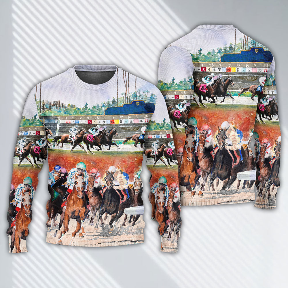 Horse Racing Wild Power Sweater For Casual Styling Weekend Outings And Creative Gift Giving