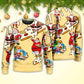 Christmas Santa Eating Pizza Fun Sweater For Winter Parties Seasonal Adventures And Relaxed Everyday Styling