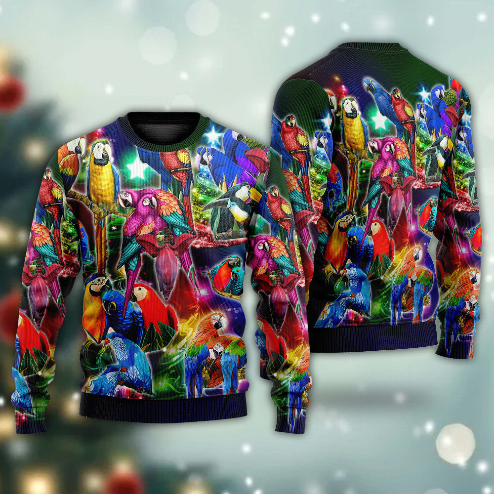 Parrot Tropical Merry Christmas Sweater For Seasonal Parties Cozy Gatherings And Thoughtful Holiday Gifts