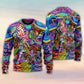 Hippie Horse Free Spirit Run Sweater For Psychedelic Art Fans Outdoor Events And Distinctive Gifts