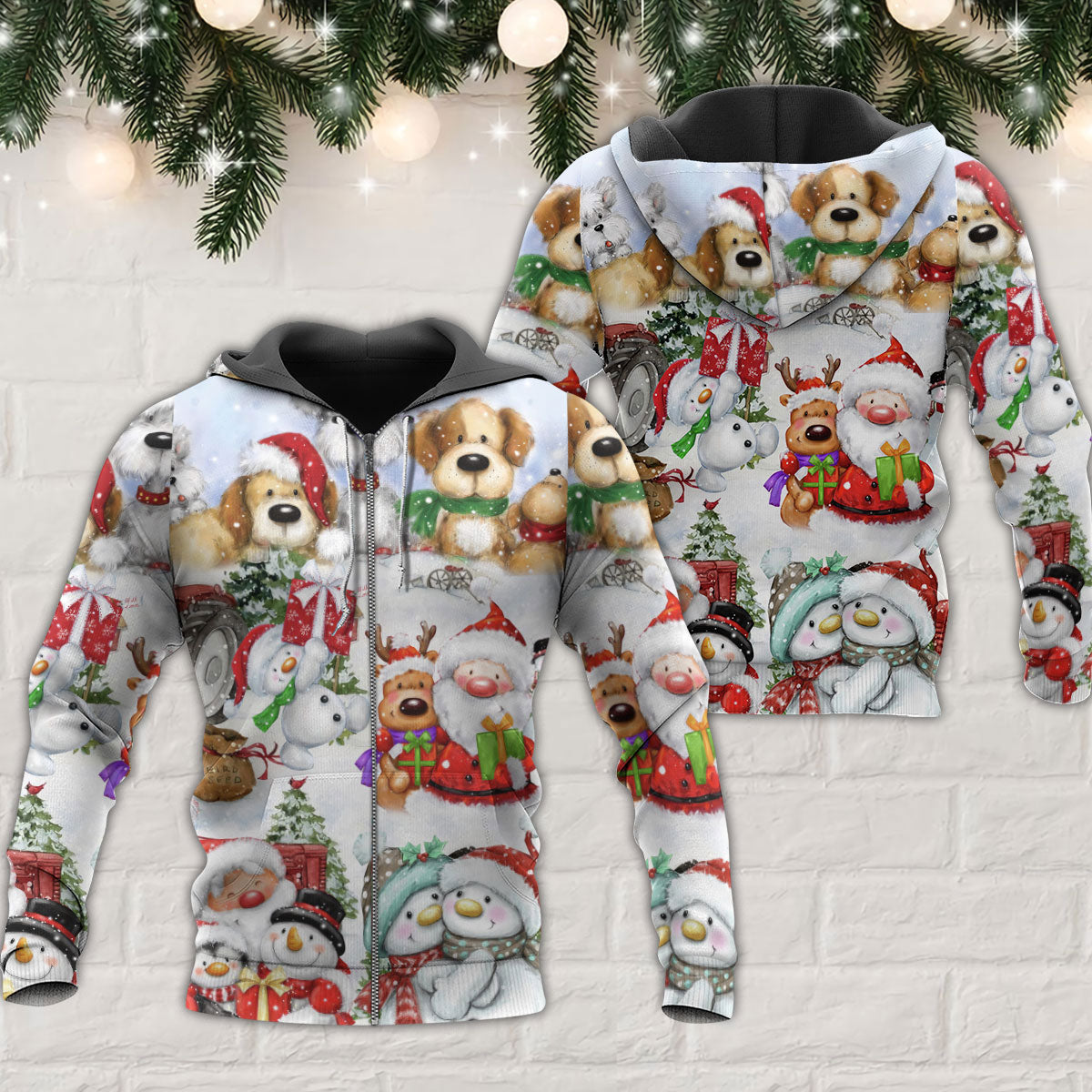 Happy Santa Snowman Together Hoodie For Seasonal Parties Casual Wear And Thoughtful Holiday Gifts