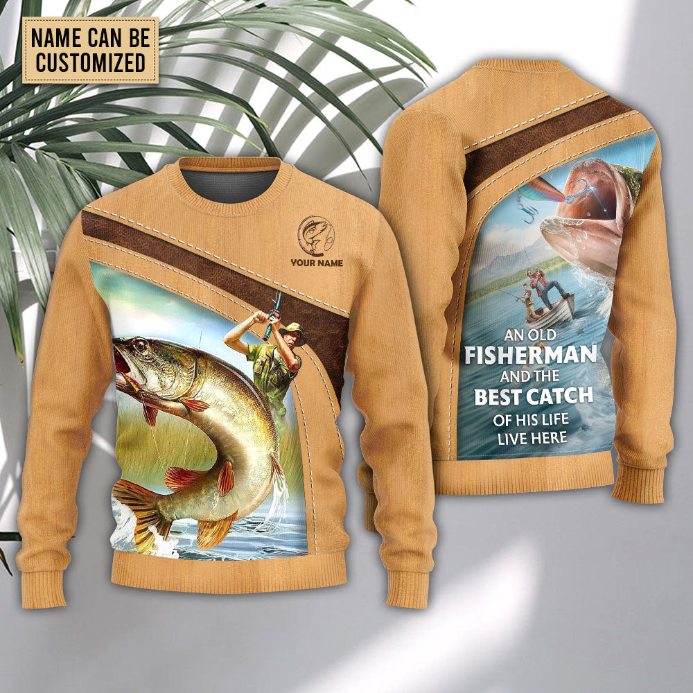 Old Fisherman And Big Catch Sweater For Travel Holidays Casual Events And Comfortable Styling