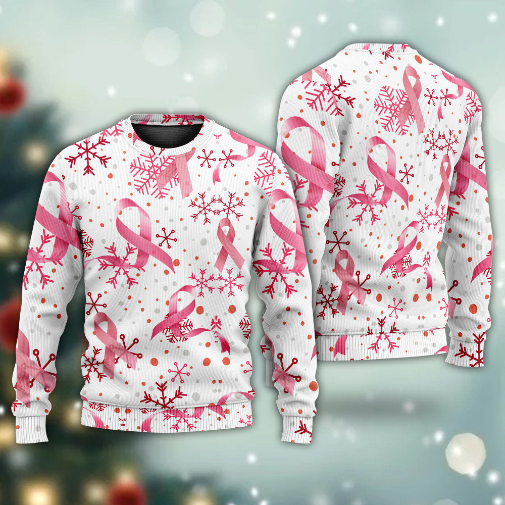 Breast Cancer Pink Ribbon Merry Christmas Sweater For Holiday Parties Family Gatherings And Seasonal Gift Giving