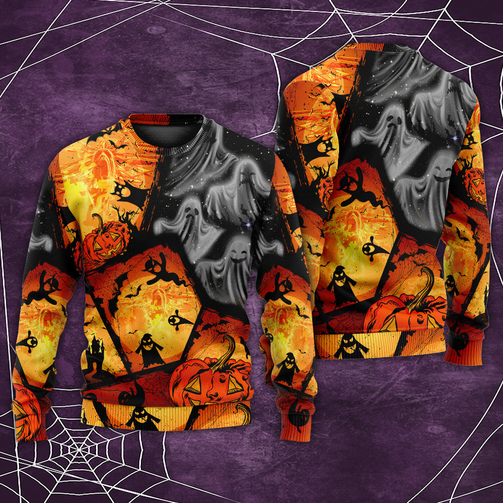Halloween Ghost Pumpkin Night Sweater For Casual Wear Parties And Thoughtful Gifting