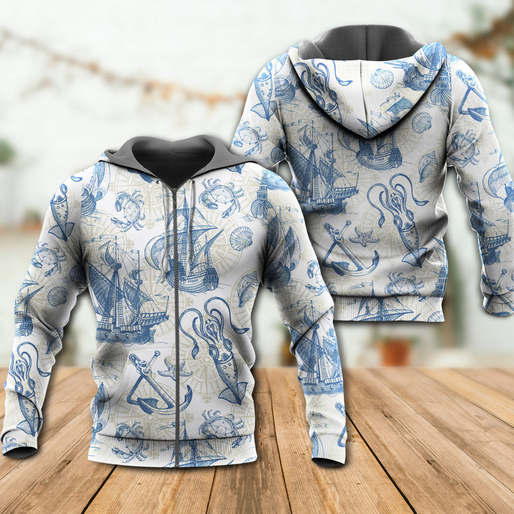 Vintage Sailboat Sea Map Hoodie For Coastal Life Casual Events And Everyday Comfort